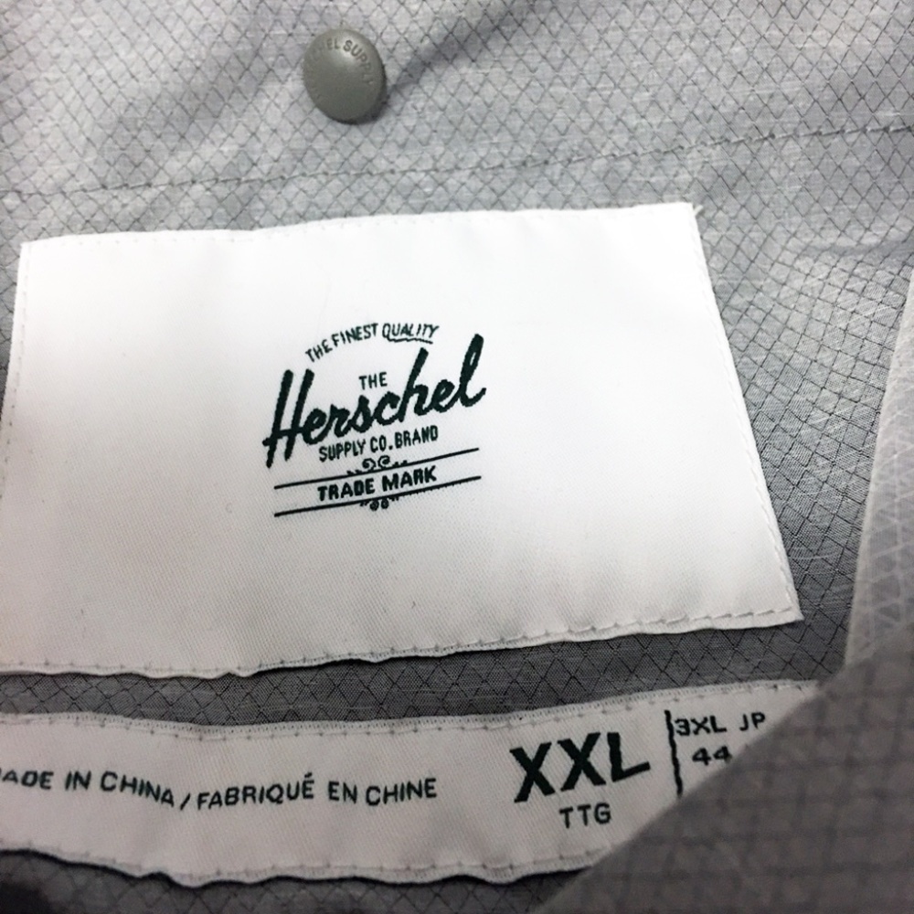 HERSCHEL Supply Co Voyage Coach Jacket Packabe Light Gray Crosshatch Stitch - Picture 4 of 9